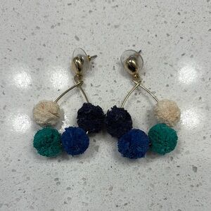 LOFT Multicolor Pom Pom Earrings